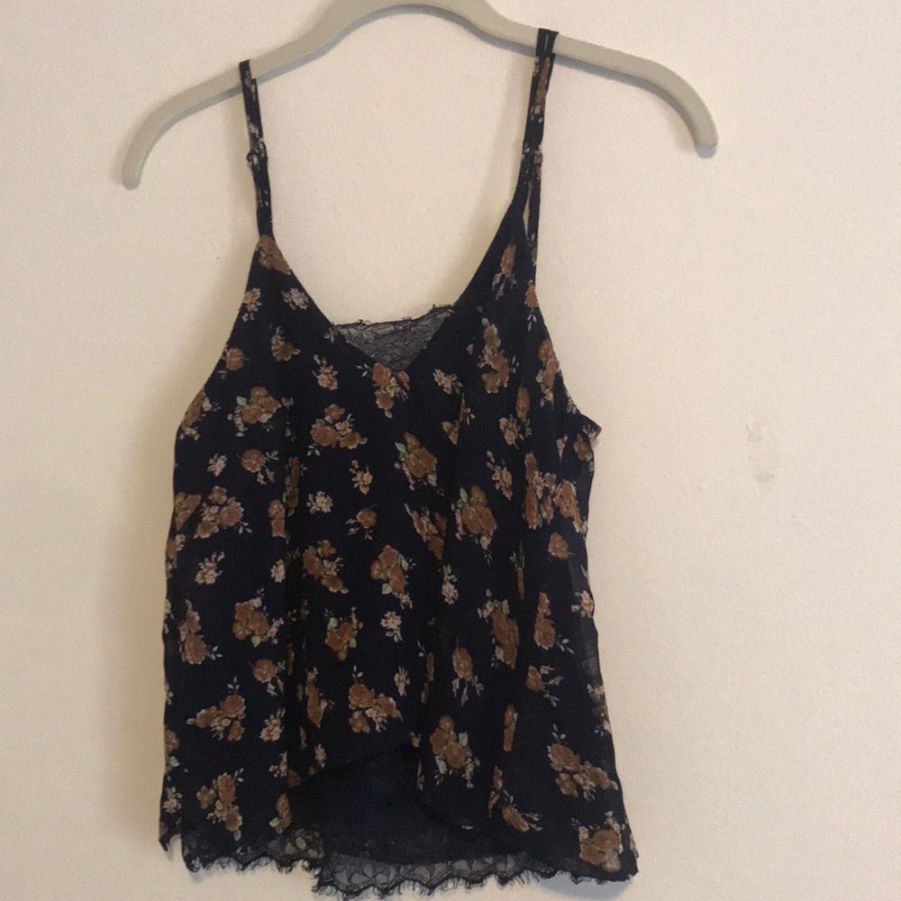 Navy floral tank